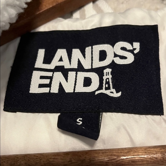 Lands' End Cream Quilted Long Coat - Picture 2 of 3